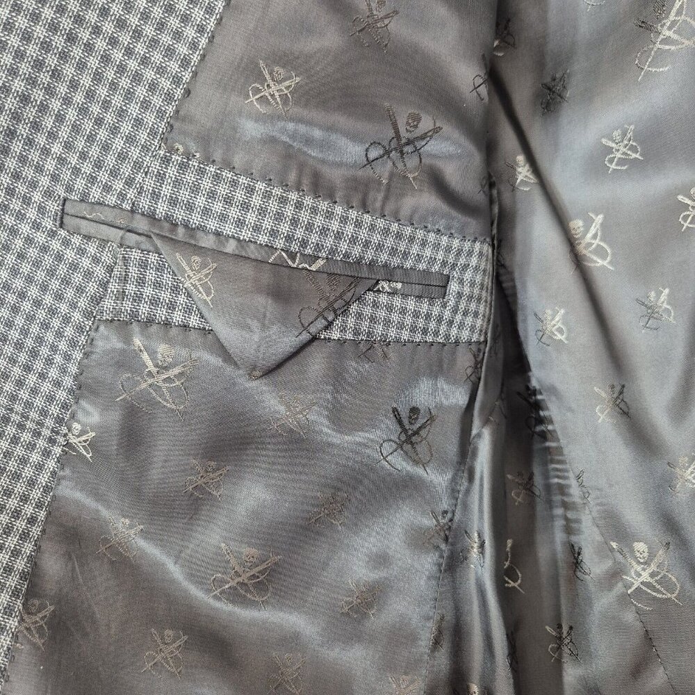 John Varvatos Star Bleecker sport coat Size 40 R gray check jacket 100% wool (37 - Picture 7 of 16